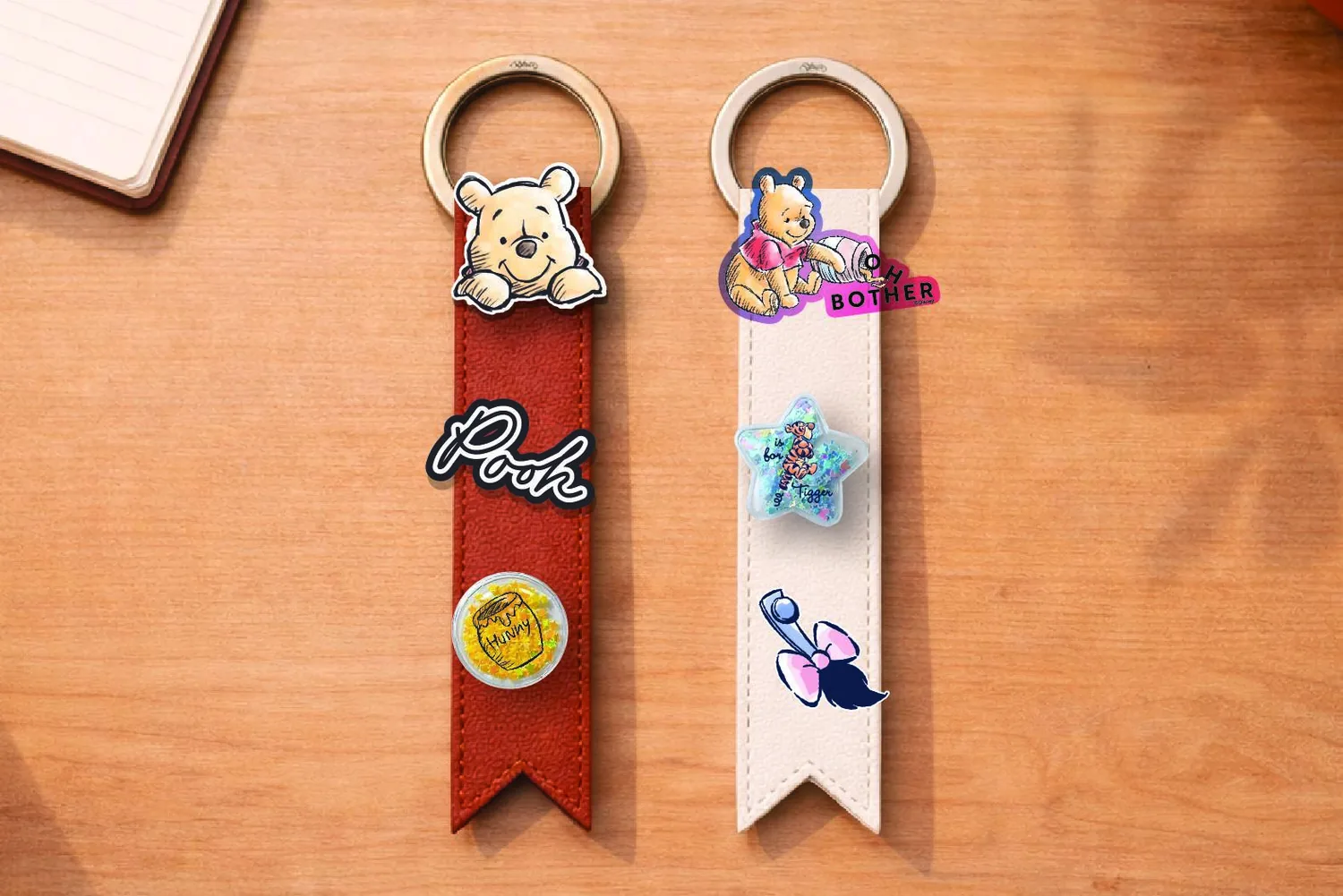 Winnie the Pooh leather keychains